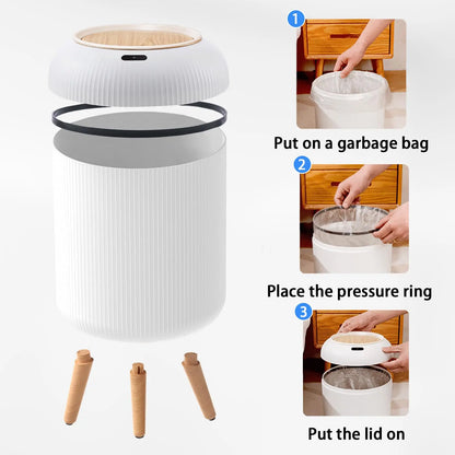 Small Plastic Smart Trash Can with Lid - Automatic Motion Sensor Trash Can for Bedroom, Bathroom, Kitchen, Office