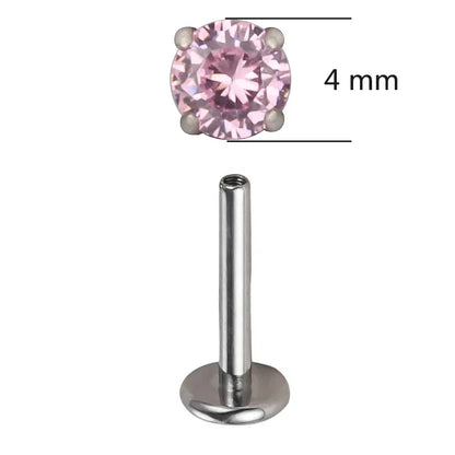 ASTM F136 Titanium CZ Labret Stud Earrings for Ear, Lip & Nose Piercings