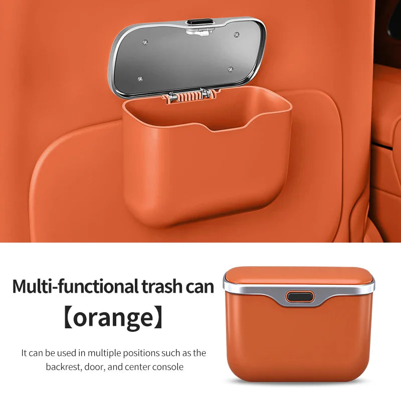 Multifunctional Car Trash Can with Lid – Hanging Storage Bin for Wet & Dry Use, Auto Interior Organizer Box Accessory