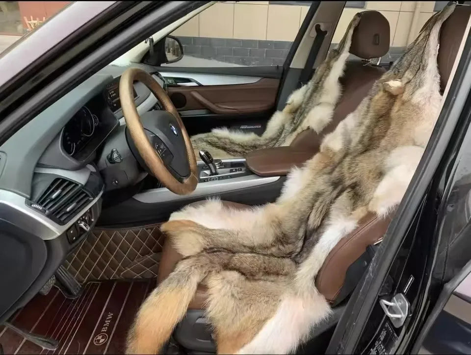 Coyote Fur Blanket - Large Full-Size Plush Throw for Car Seats, Sofas & Decor