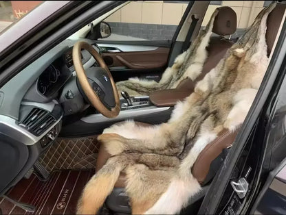 Coyote Fur Blanket - Large Full-Size Plush Throw for Car Seats, Sofas & Decor