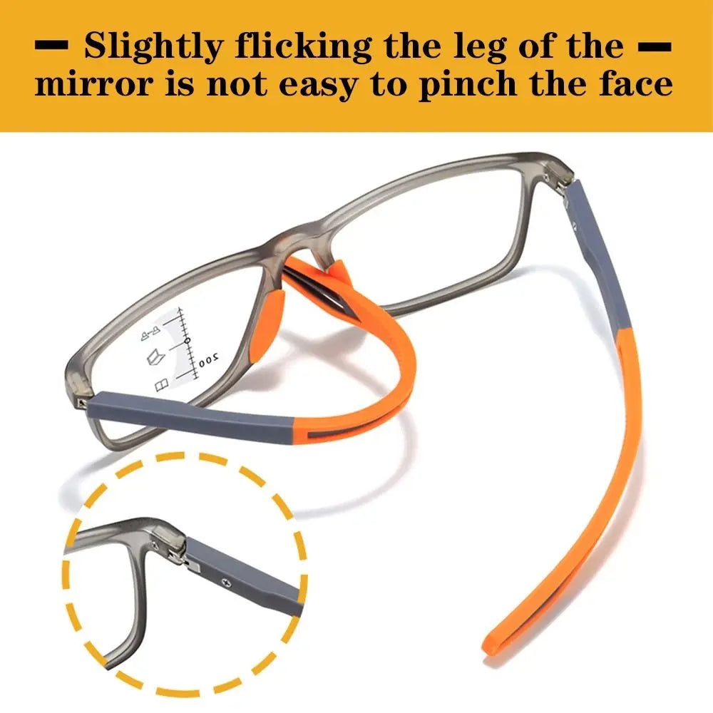 Multifocal Progressive Reading Glasses – TR90 Frame, Anti-Blue Light Sports Eyeglasses for Men & Women, Ultralight Bifocal for Presbyopia