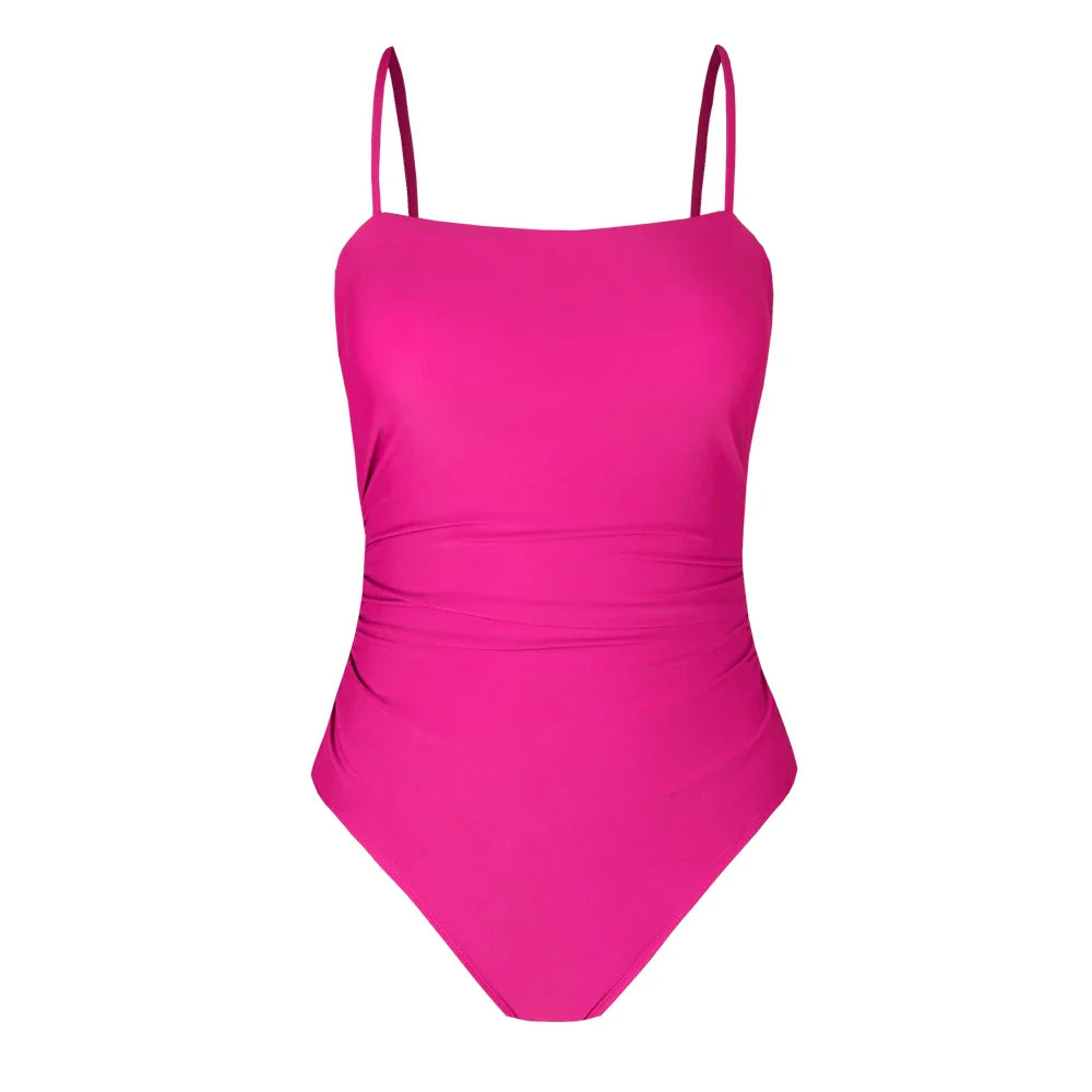 CUPSHE Leaf Print Square Neck One-Piece Swimsuit for Women – Sexy Backless Shirred Monokini Swimwear 2023 Beach Bathing Suit