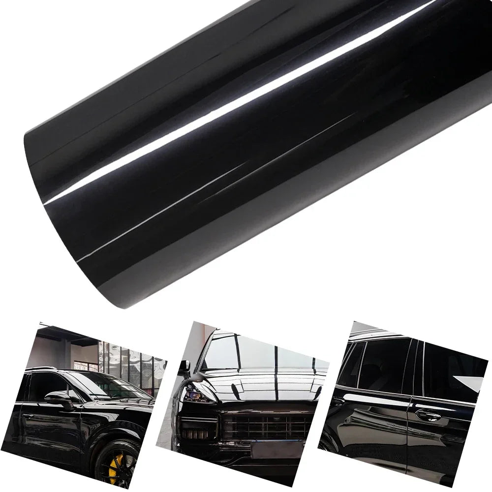 Ultra Gloss Piano Black Vinyl Wrap - PET Self-Adhesive Bubble-Free Car Wrap Film