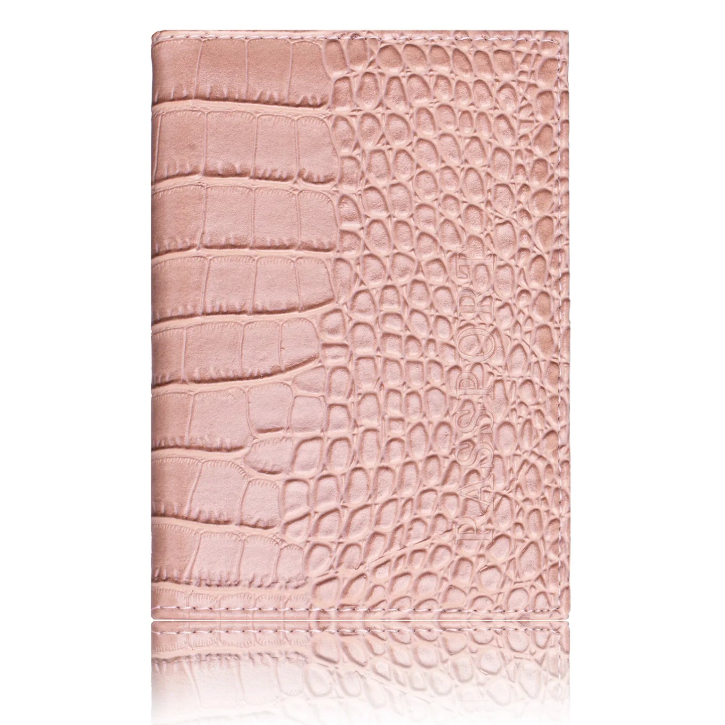 Crocodile PU Leather Passport Holder – Slim Minimalist Travel Wallet for Men & Women