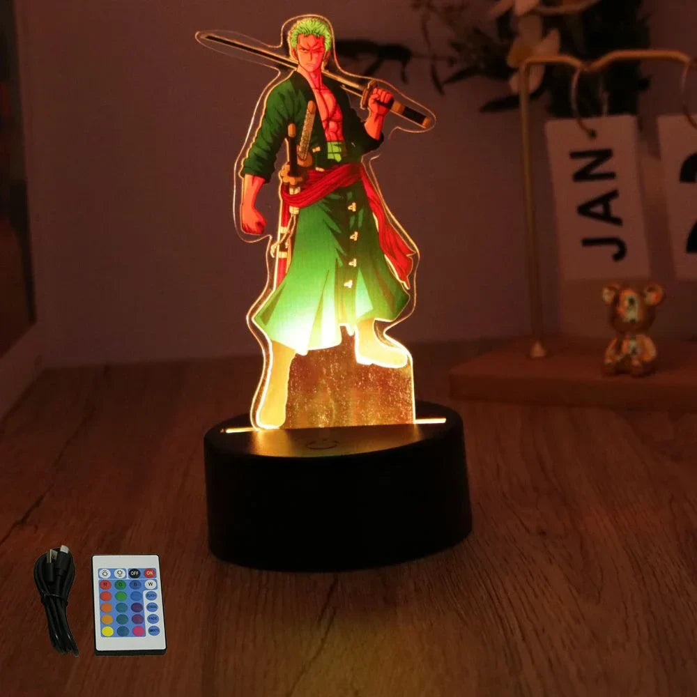 One Piece Luffy & Zoro Action Figures — 3D PVC Anime Lamp, LED Night Light Collectible Toy, Christmas Gift for Kids