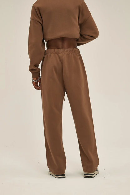 Straight-Lined Solid Color Cashmere Sweatpants – Soft Cozy Lounge Pants