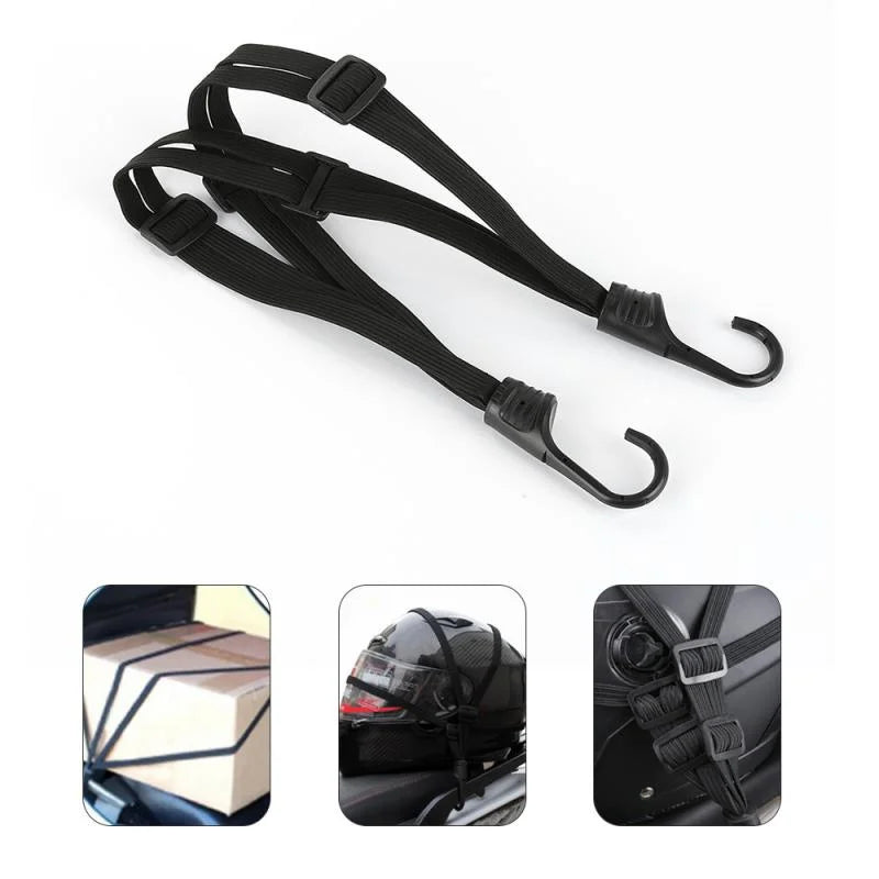 Universal 60cm Motorcycle Luggage Strap - Elastic Buckle Rope for Moto Helmet & Gear, High-Strength Retractable Protective Net