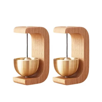 Magnetic Wooden Doorbell - Solid Brass Wind Chimes, Wireless Hanging Doorbell, Japanese Style Garden Pendant & Home Decor