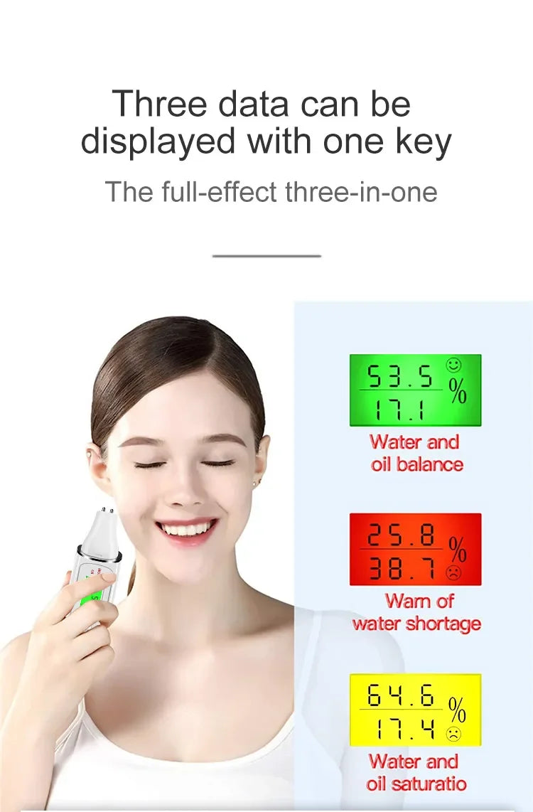 LCD Digital Skin Analyzer with Bio-Technology Sensor - Precise Oil & Moisture Tester for Skin Care Spa Monitoring