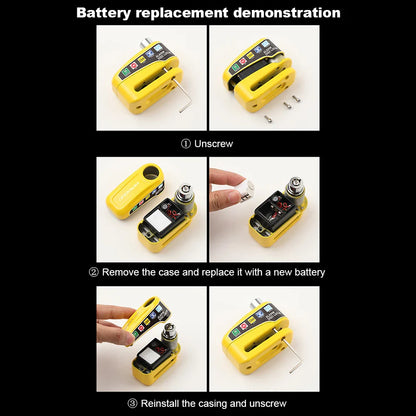 Motorcycle & Bicycle Alarm Disc Brake Lock — Anti-Theft Wheel Lock with Keys for Motorcycles, Scooters & E-Bikes