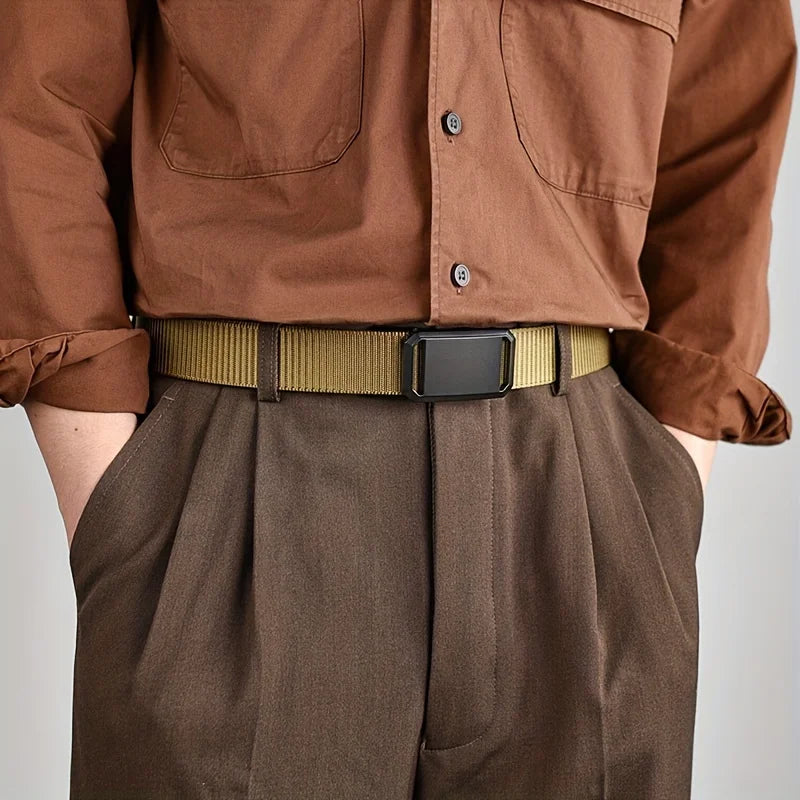 Metal Automatic Buckle Nylon Tactical Belt for Men – High-Quality Army Military Waist Canvas Strap