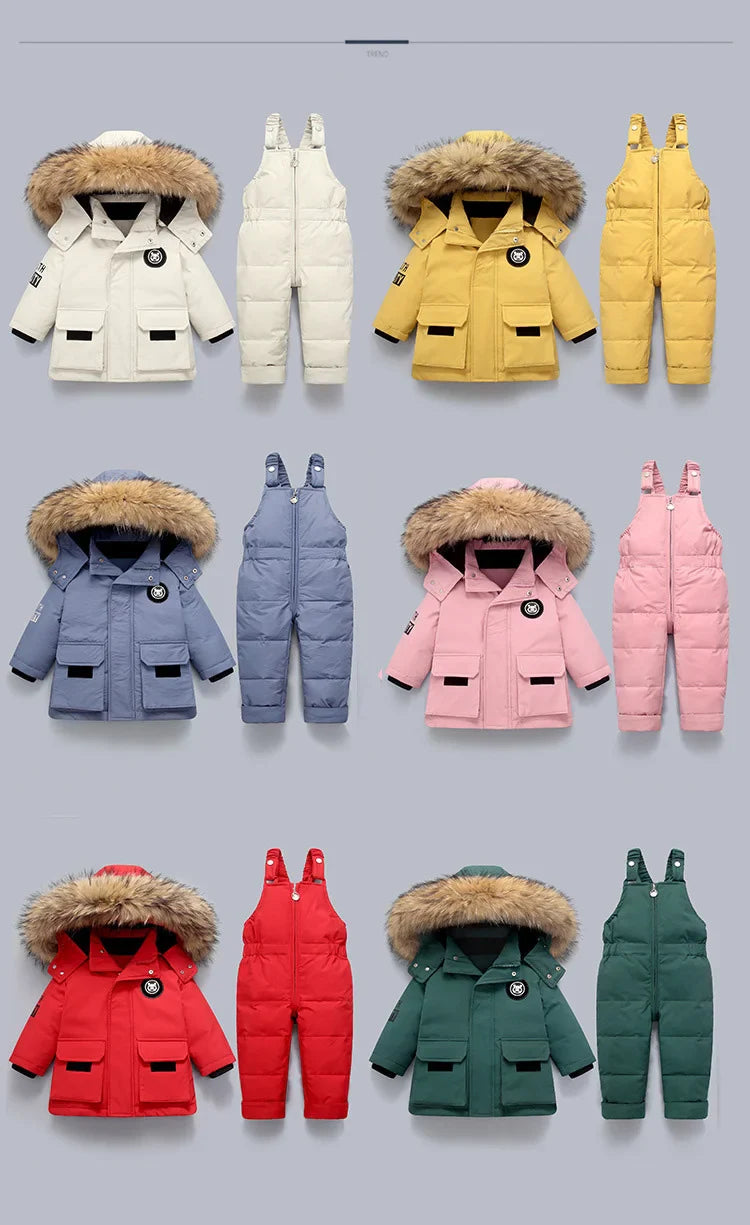 Children’s Winter Clothing Set – Baby Down Jacket Parka & Thick Snowsuit for Boys and Girls