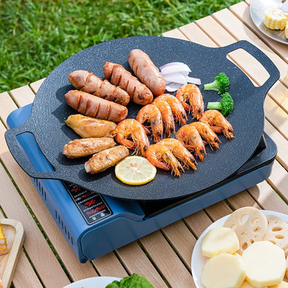 GIANXI Korean Round Non-Stick Grill Pan - Outdoor Travel Camping Frying Pan for Barbecue, BBQ Accessories