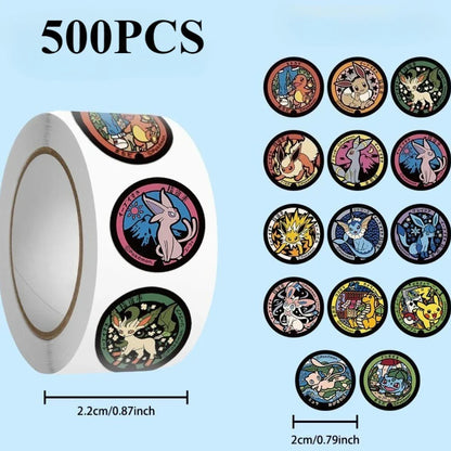 500/1000PCS Pokémon Pikachu Roll Stickers – Waterproof Cartoon Decals for Scrapbooking, Luggage, Phone & Gift Decoration