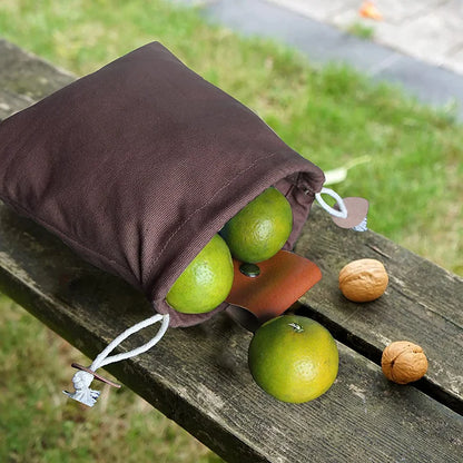 Outdoor Leather Foraging Bag – Bushcraft Waist Pouch for Vegetable, Fruit & Garden Harvest, Camping Tool Storage