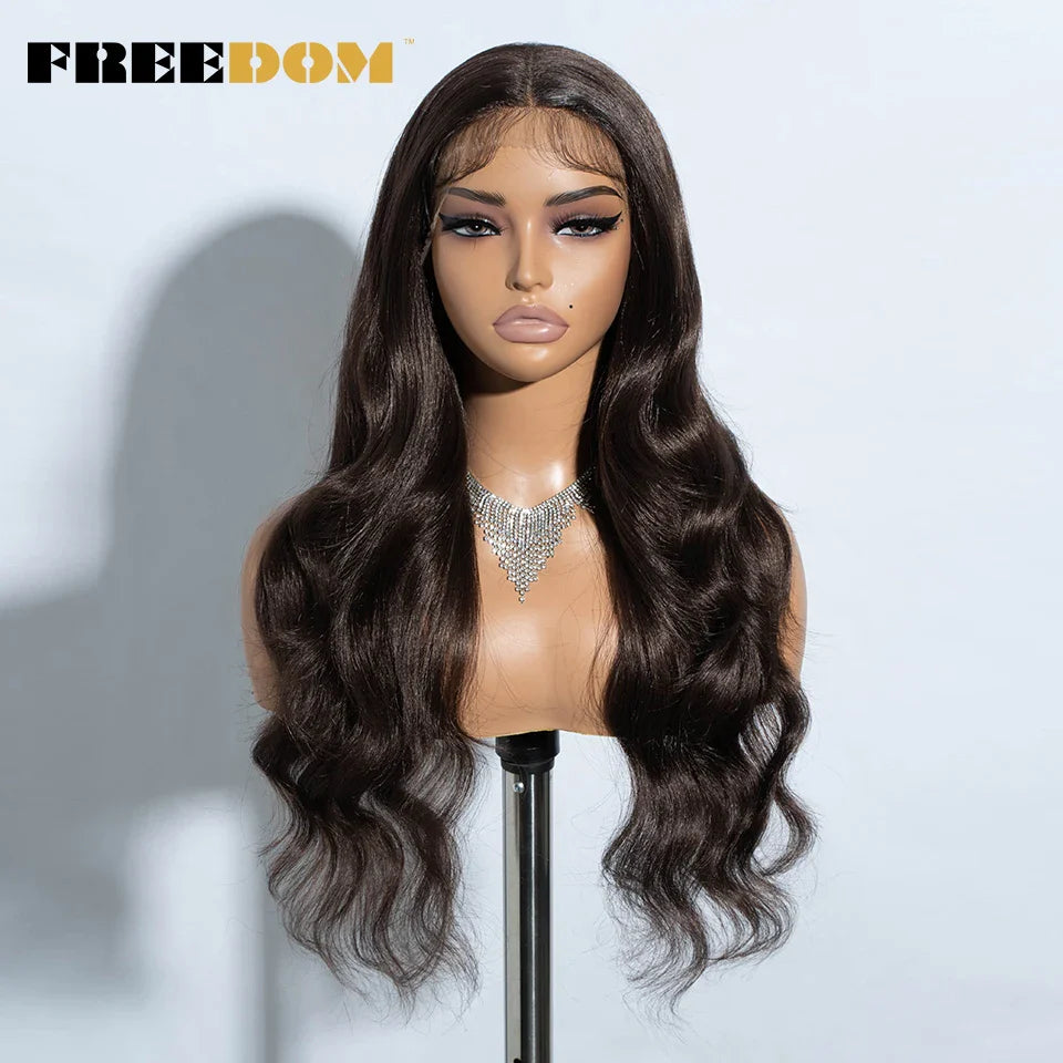 FREEDOM 26-Inch Synthetic Lace Front Wig for Women — Honey Brown Body Wave with Ombre Blonde Highlights, Cosplay & Fashion Wig
