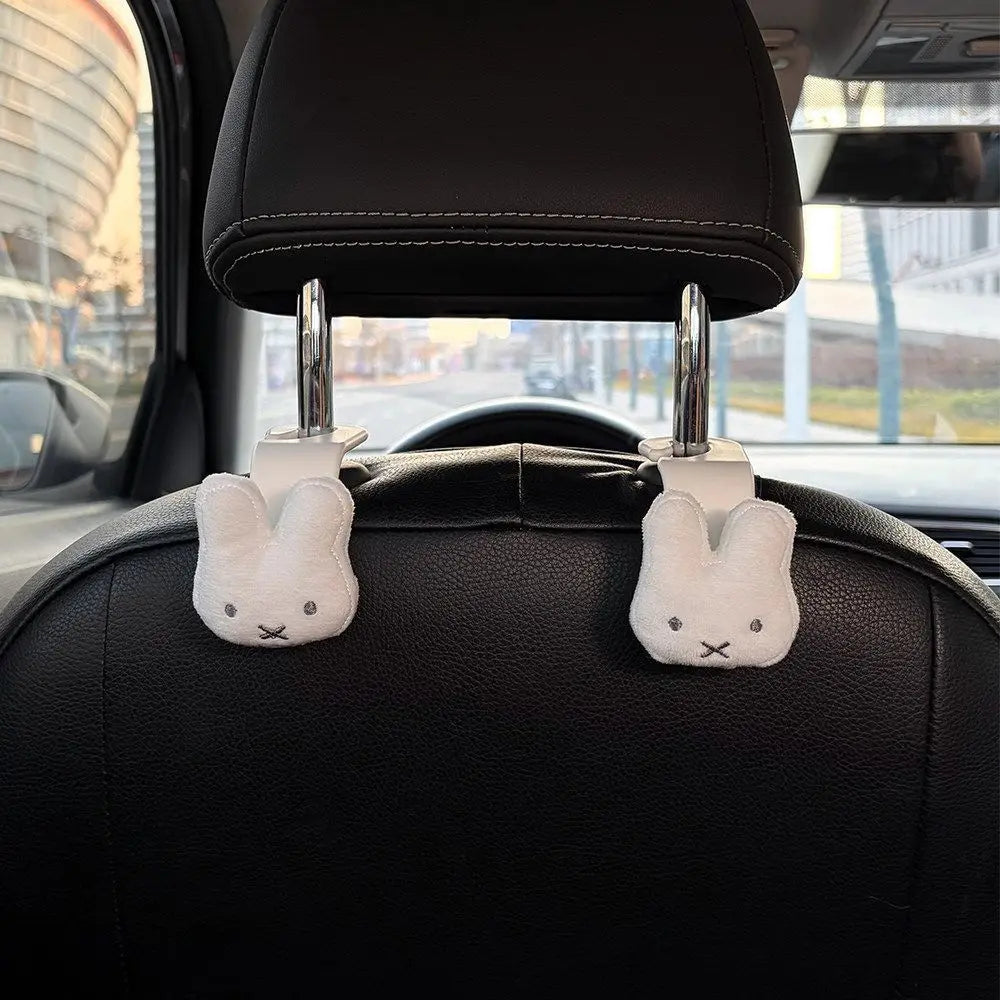 Miffy Rabbit Car Hook Set - 2PCS Cute Multifunctional Seat Backrest Storage Decor