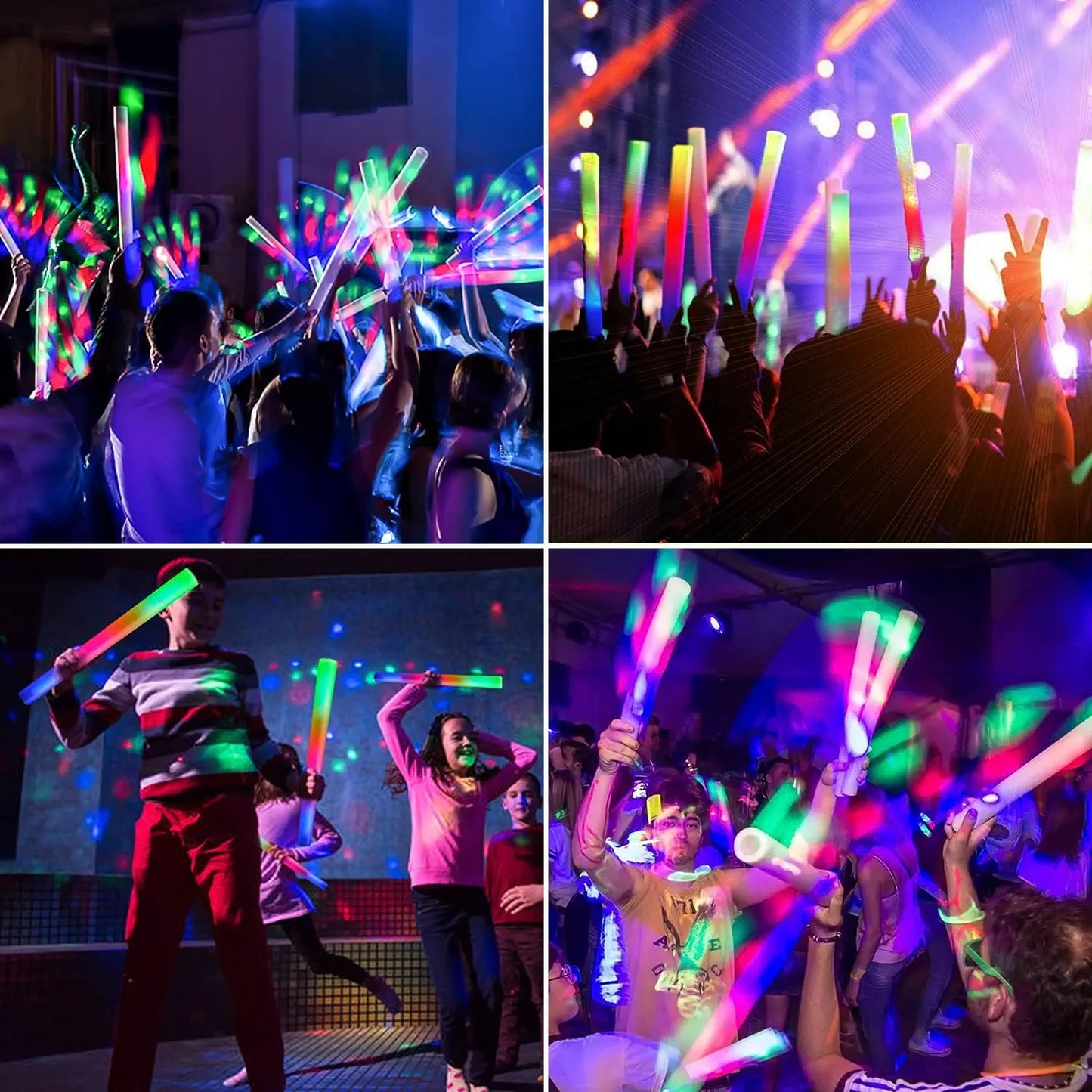 LED Glow Sticks Bulk - 8/10/15/20pcs Colorful RGB Glow Foam Stick for Christmas, Birthday, Wedding, and Glow-in-The-Dark Party Supplies