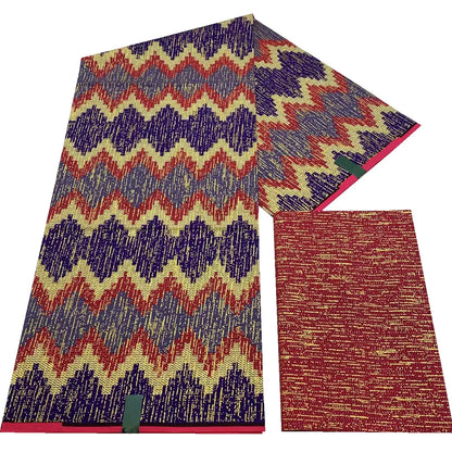 Kente Golden Wax Cotton Fabric - African Dutch Nigerian Ankara Batik Party Dress Fabric 2+4 Yards