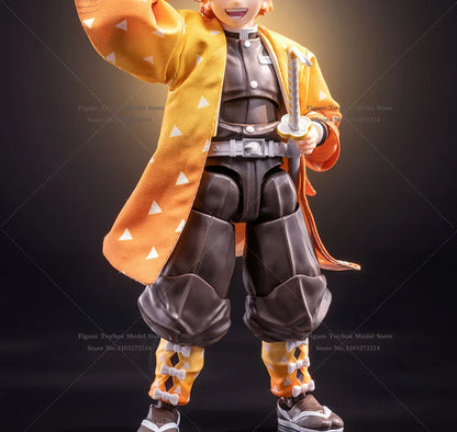 1/12 Scale Agatsuma Zenitsu Anime Figure – Orange Kimono Coat for 6" SHF Soldier Doll Accessories