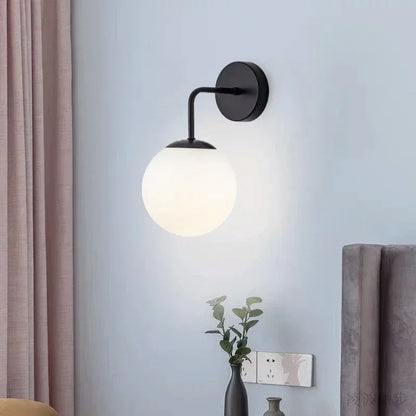 Nordic Modern Glass Wall Lamp – Bedside & Indoor Decorative Lighting for Bedroom, Living Room, Study