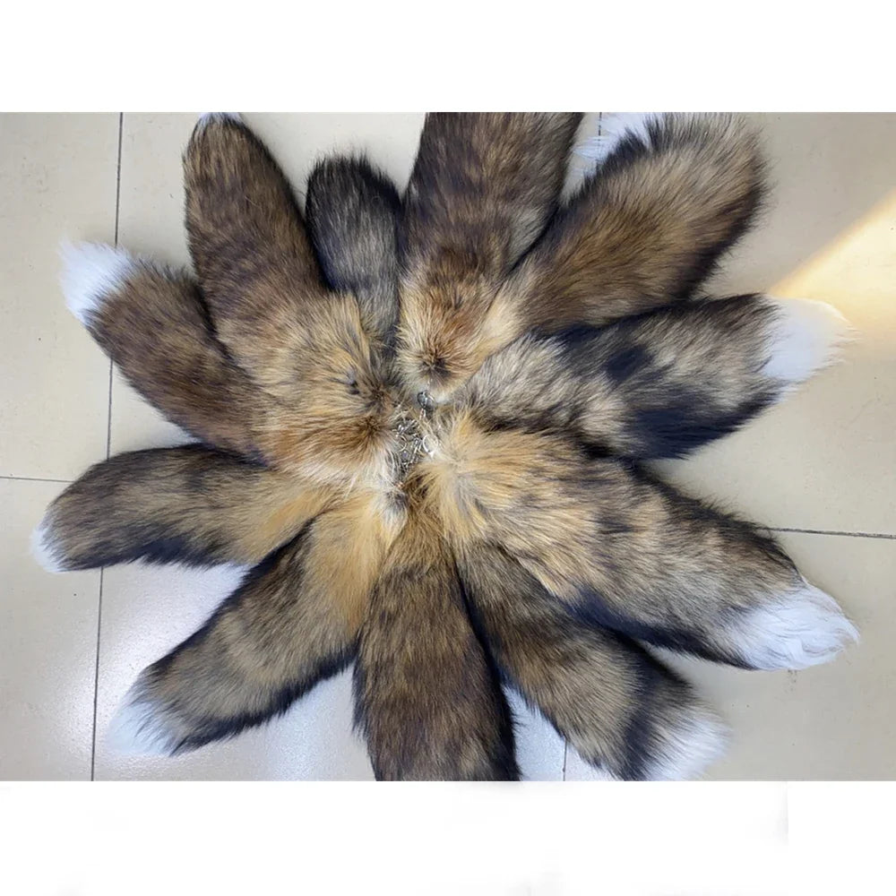 Natural Fox Fur Tail Keychain – 40cm Furry Racoon Bag Charm & Fluffy Keyring Accessory for Women