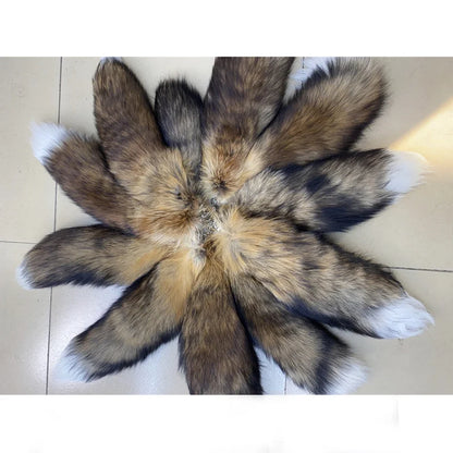 Natural Fox Fur Tail Keychain – 40cm Furry Racoon Bag Charm & Fluffy Keyring Accessory for Women