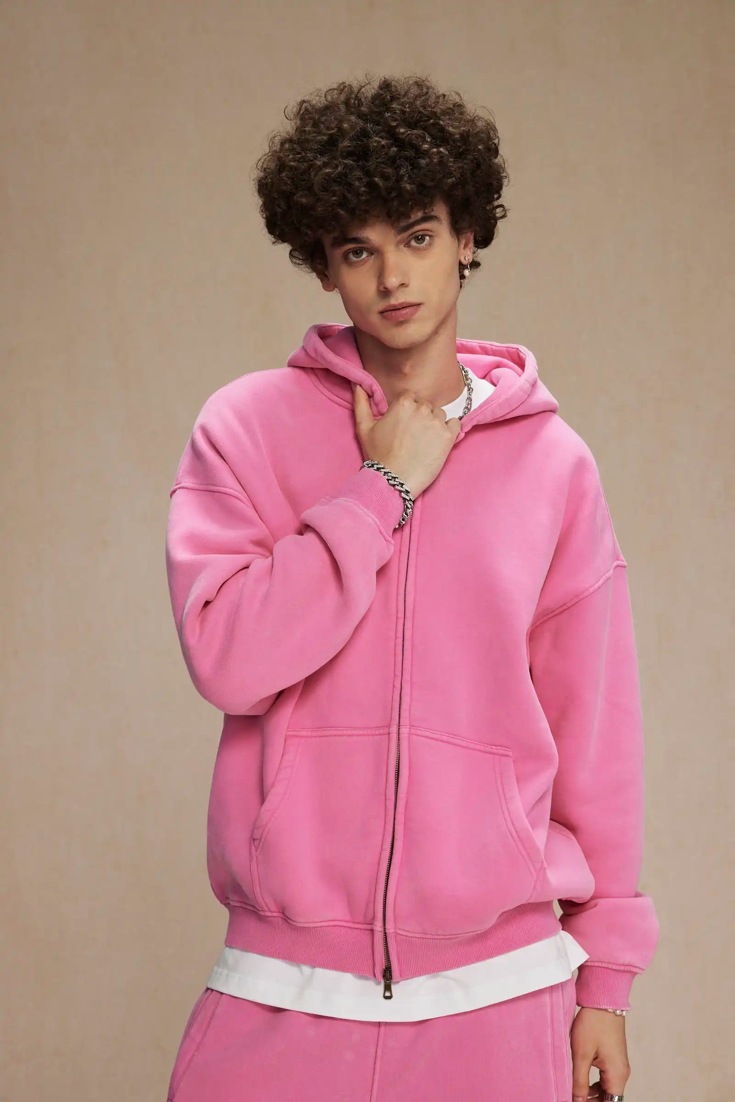 Batik Fleece Zipper Hoodie – Warm Ethnic Style Zip-Up Sweatshirt