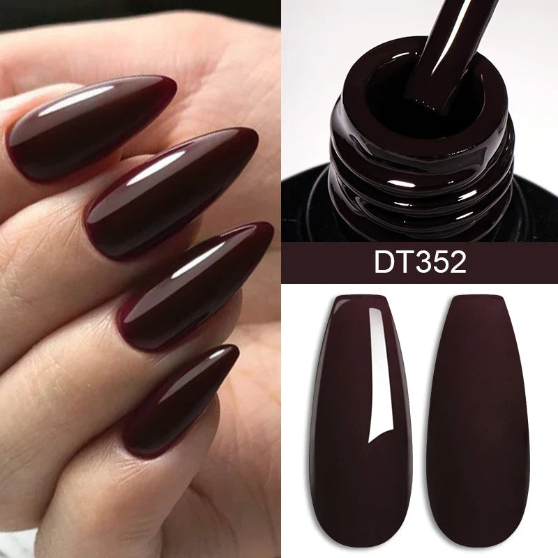 MEET ACROSS 7ml Red Gel Nail Polish – Crystal Semi-Permanent Soak-Off UV Gel, Matte Top Coat and Base Varnish for Nail Art Manicure