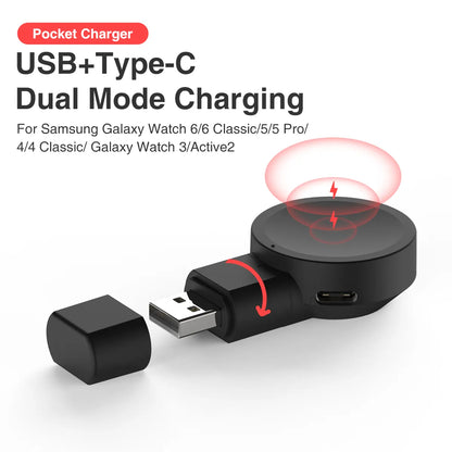 Dock Charger Adapter - Wireless USB Charging Cable Stand for Samsung Galaxy Watch 6, Watch 5 Pro, Watch 4 (44mm/40mm)