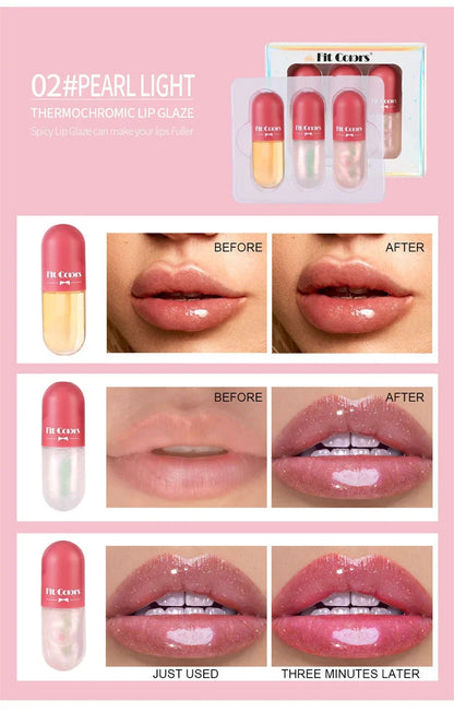 Mini Capsule Liquid Lip Balm – Moisturizing Transparent Color-Changing Plumping Jelly Lip Gloss