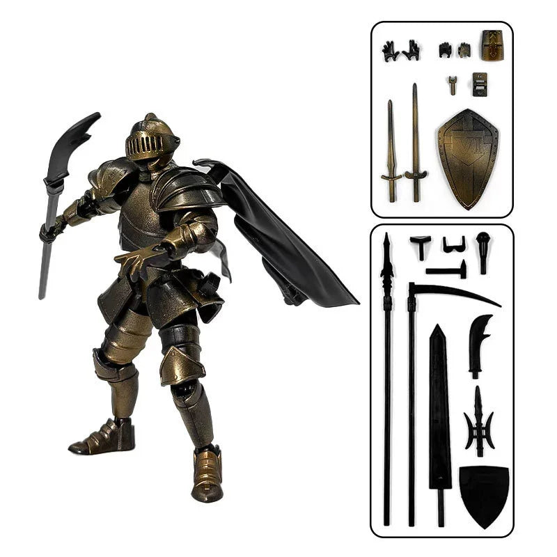 3D Printed Multi-Joint Action Figures – Medieval Knight Series, Creative Stress-Relief Toy, Handmade Gift for Kids