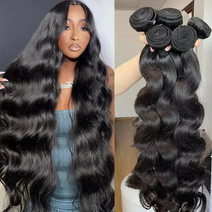 38-40 Inch Body Wave Bundles – Brazilian Remy 100% Unprocessed Human Hair Weave Extensions, Double Drawn