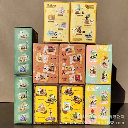 Genuine Snoopy Blind Box Toy — Cartoon Supermarket & Garden Furniture Building Blocks for Kids