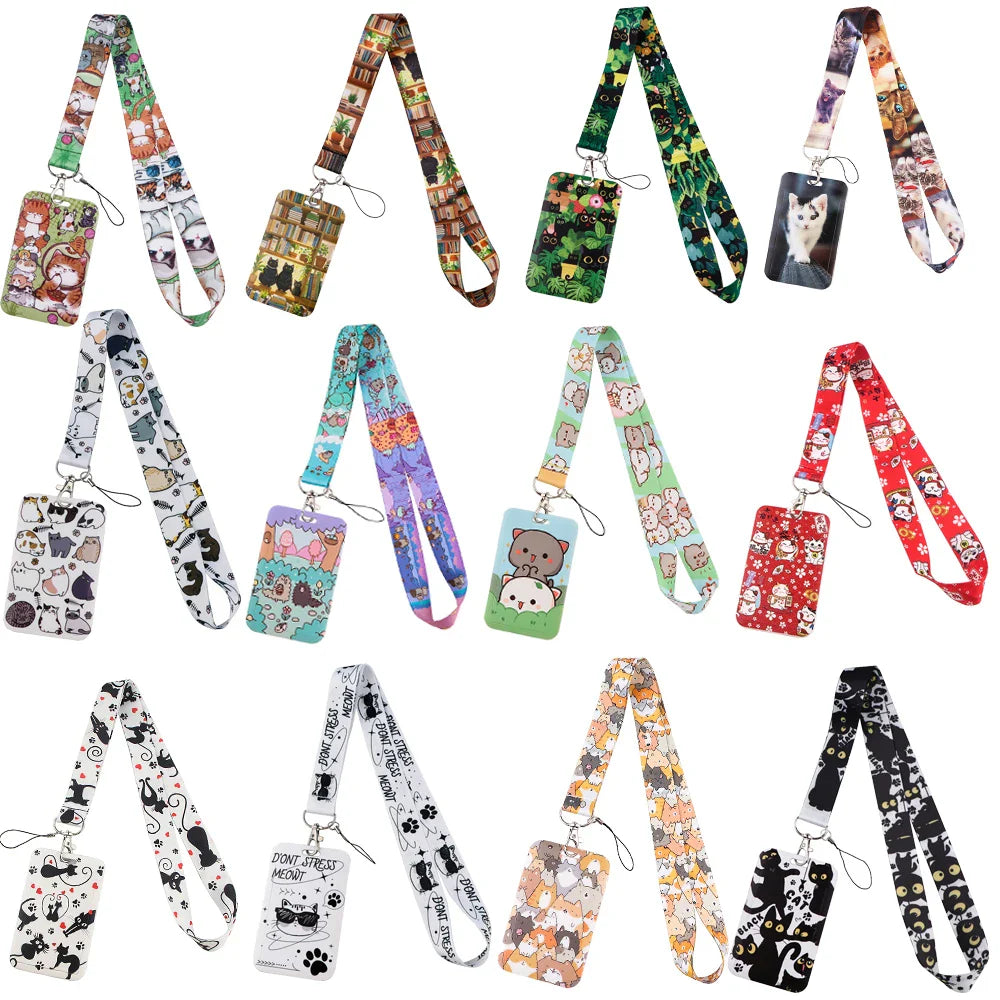 Cartoon Cat Lanyard Keychain – Multifunctional ID Card Badge Holder, Camera USB, Phone Neck Strap Accessories