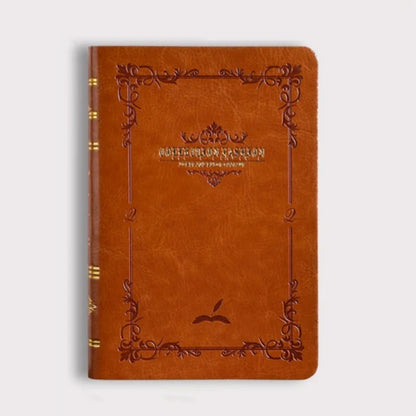 A6/A7 Vintage Hot Gold Printed Notebook – Cute Compact PU Leather Pocket Diary, Hard Shell School & Office Supplies