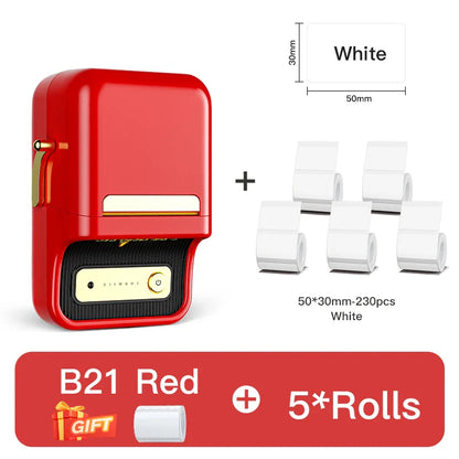 NIIMBOT B21 Portable Thermal Printer – 1500mAh Wireless Sticker Printer with Self-Adhesive Labels for Barcode, Clothing & Jewelry
