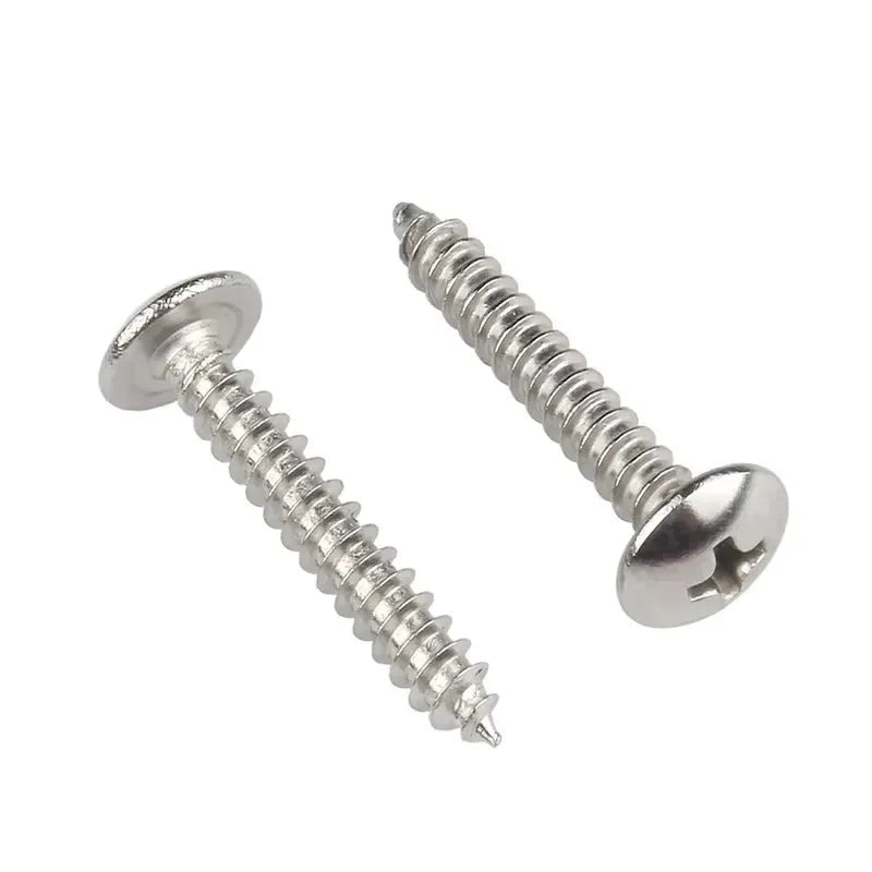 50/20/10pcs M3-M6 Stainless Steel Self-Tapping Screws – Cross Recessed Truss Head for Wood