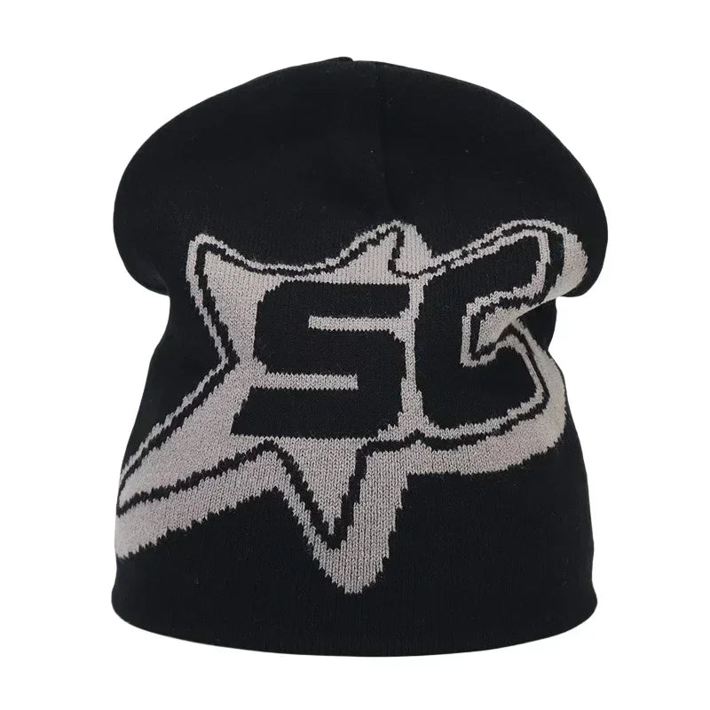 Y2K Letter Knitted Beanie Cap – Unisex Winter Autumn Warm Ski Skullcap, Hip Hop Streetwear Ear Cover Hat for Men & Women