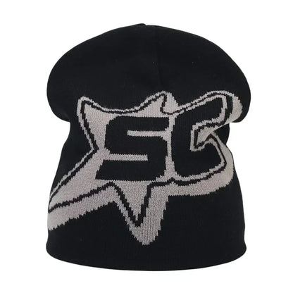 Y2K Letter Knitted Beanie Cap – Unisex Winter Autumn Warm Ski Skullcap, Hip Hop Streetwear Ear Cover Hat for Men & Women