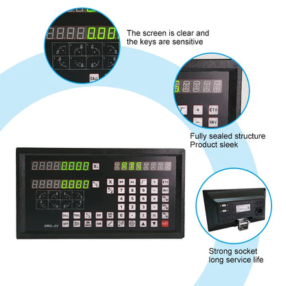 DRO-3V 2/3-Axis Digital Readout – Metal Casing Display for Milling & Lathe Machines, Linear Scale Encoder AC90-250V
