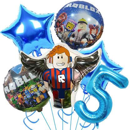 Roblox Birthday Party Supplies — Balloons, Disposable Tableware & Backdrop for Kids’ Party or Baby Shower