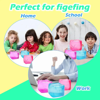 High-Density Gel Ice Cube Stress Ball – Square Squishy Sensory Toy for Anxiety Relief & Decompression Squeeze Toy