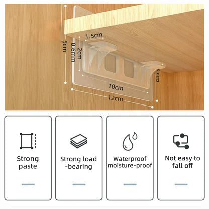 Adhesive Shelf Support Pegs - Closet Partition Bracket, Extended Cabinet Clips, Wall Hanger Sticker for Kitchen, 2/6/12pcs