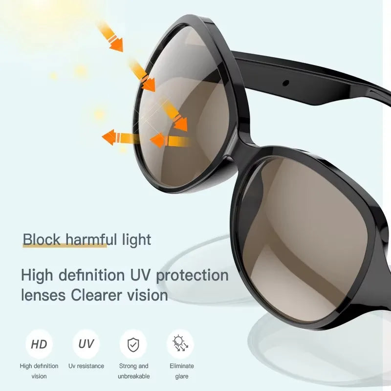 Smart Bluetooth V5.3 Sunglasses – HIFI Audio Glasses with Call Function, UV Protection, Anti-Touch Tech for Outdoor Sports Men & Women