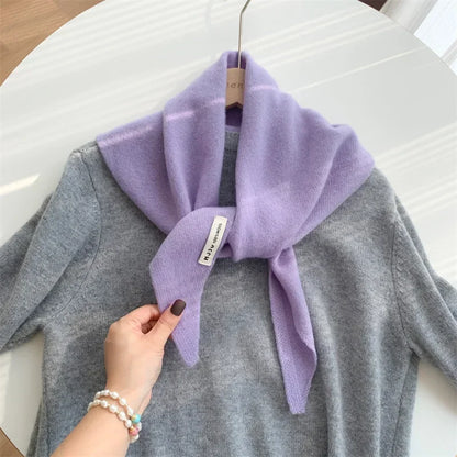 Women’s Wool Triangle Scarf – British Korean Knitted Headscarf & Warm Multi-Functional Wrap