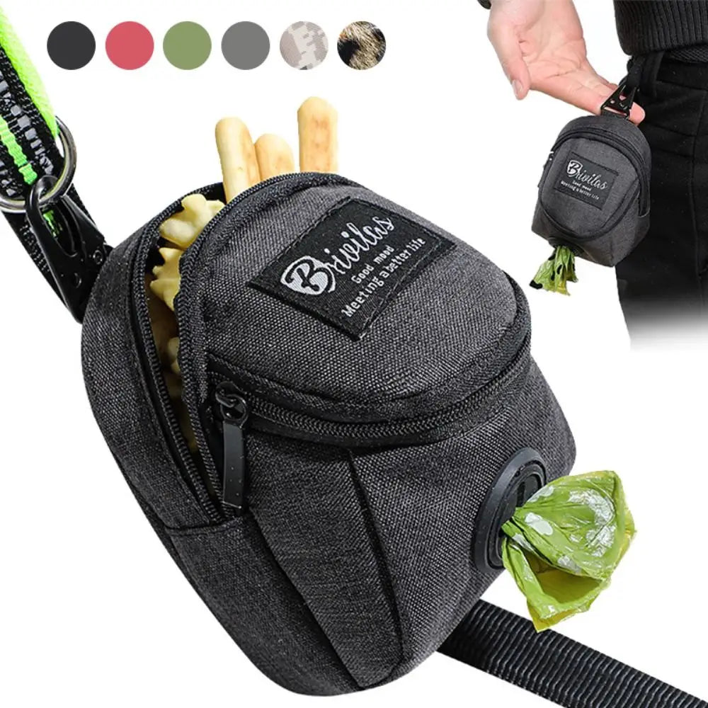 Portable Dog Training Treat Bag - Outdoor Pet Dog Treat Pouch for Puppy Snack Reward - Includes Waist Bag and Poop Bag Dispenser - Essential Pet Accessories