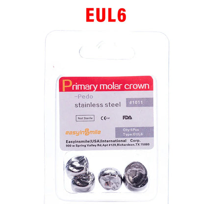 5PCS EASYINSMILE Kids Stainless Steel Dental Crowns – Primary Molar Teeth Refill D2-D7