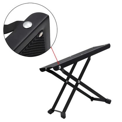 Guitar Foot Stool – 4 Position Height Adjustable, Foldable Pedal Rest for Guitar, Black Footstool for Guitar Pedal Accessories
